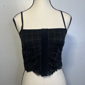 Aerie Black Lace Crop Corset‎ Top Womens Sz M adjustable straps